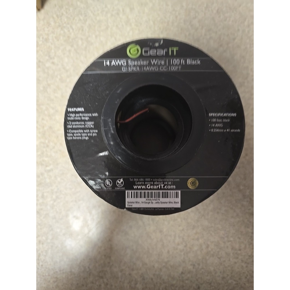 Gear It 14 Awg Speaker Wire 100 Fr Blk